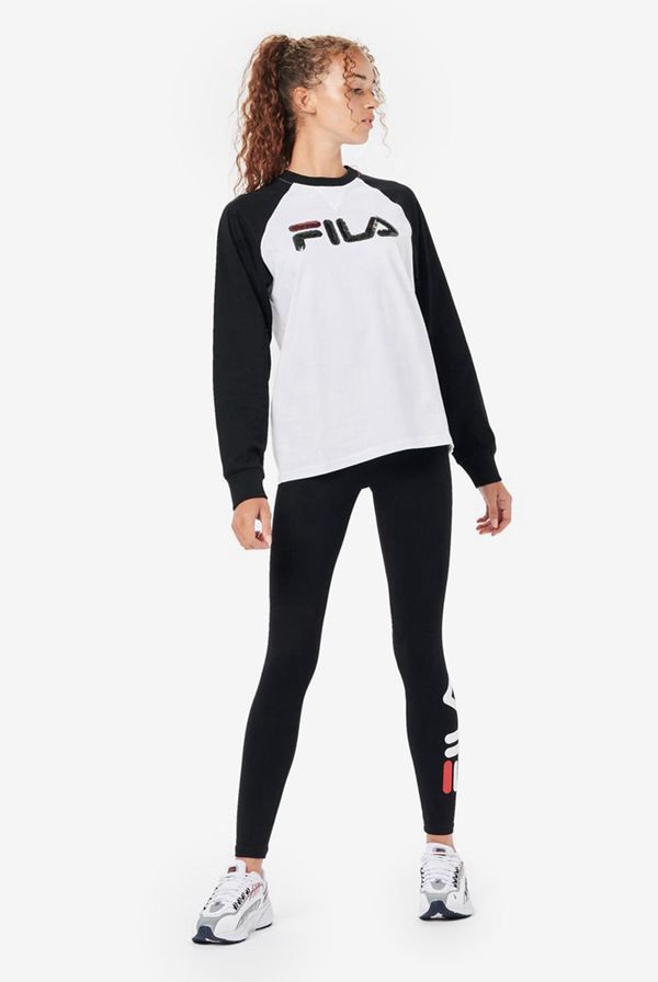 Fila Mikiny Damske Biele / Čierne - Romi Raglan Sweater Vypredaj - Slovakia 40825-WNHD